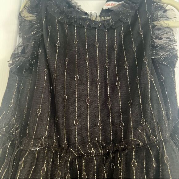 Cat & Jack Metallic Thread Party Black Dress Girls 6/6X EUC - Picture 3 of 7